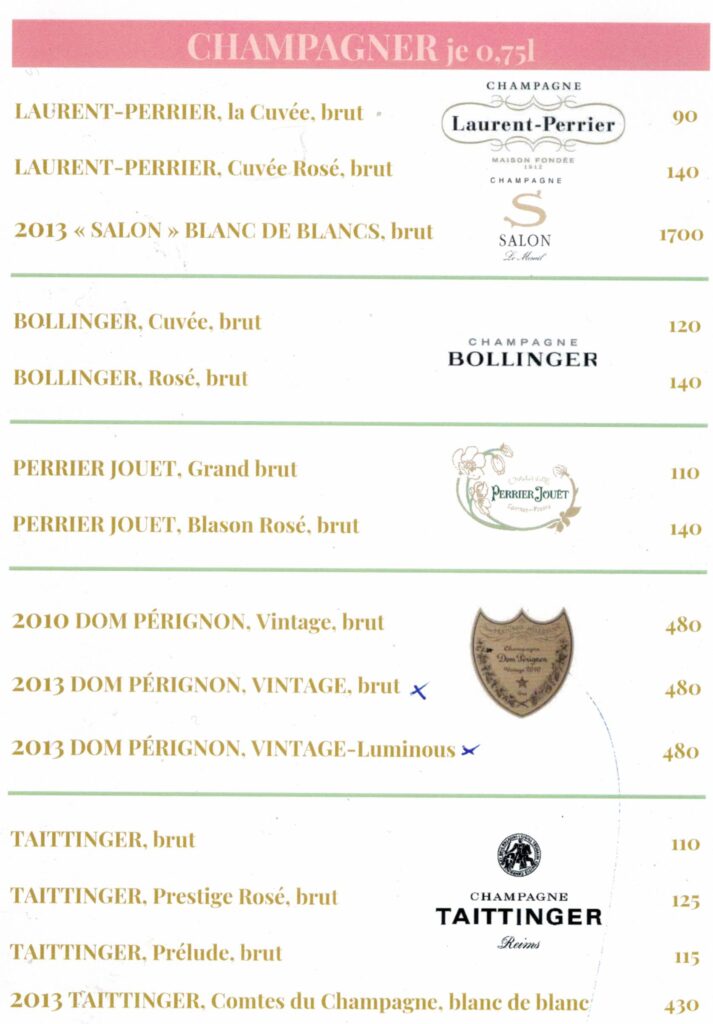 Champagnerkarte Seite 2