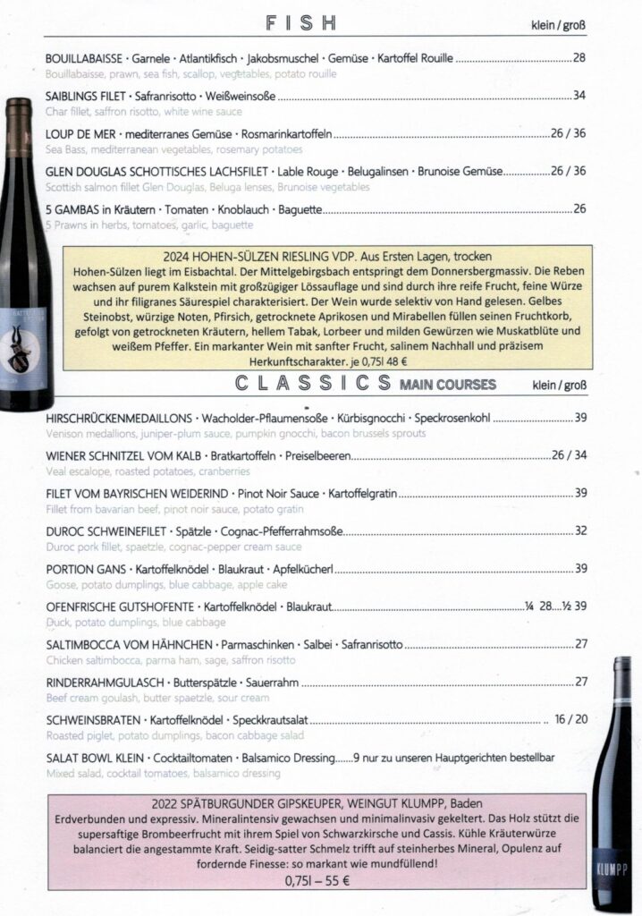 Speisekarte Seite 2
