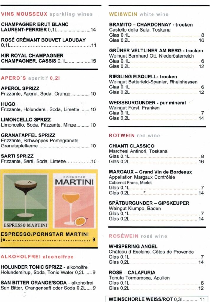 Getränkekarte Seite 2